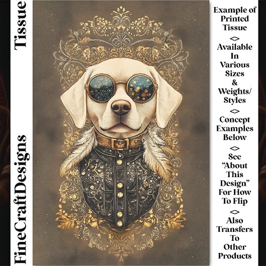 Elegante Labrador Hond, Gouden filigraan CM3 Decou Tissuepapier