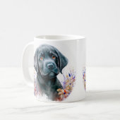 Elegante labrador retriever bloemenpuppy hond koffiemok (Voorkant links)