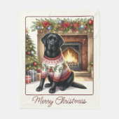 Elegante labrador retriever hond Vrolijk Kerstfees Fleece Deken (Voorkant)