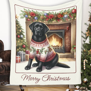 Elegante labrador retriever hond Vrolijk Kerstfees Fleece Deken