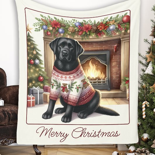 Elegante labrador retriever hond Vrolijk Kerstfees Fleece Deken