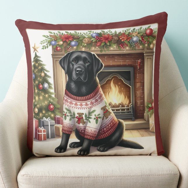 Elegante labrador retriever kerst puppy hond kussen (Creator heeft geüpload)