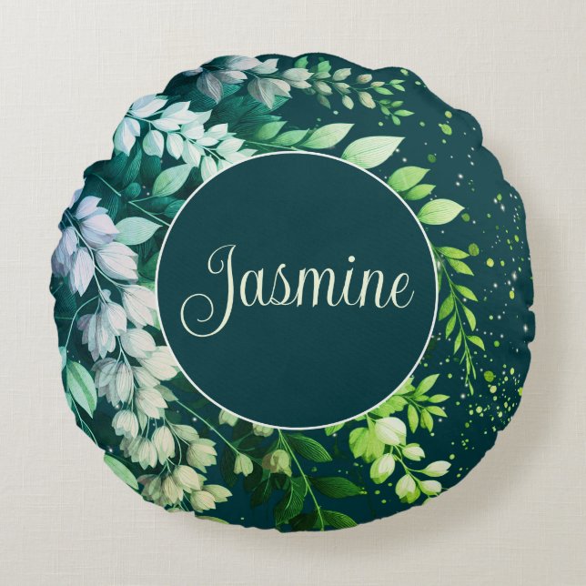 Elegante Laburnum Cascade Rond Kussen (Voorkant)