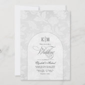 Elegante Lace Arch Monogram Witte Huwelijk Kaart (Voorkant)