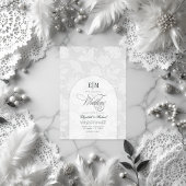 Elegante Lace Arch Monogram Witte Huwelijk Kaart
