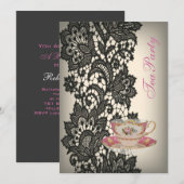 elegante Lace beige  bruids theefeest Kaart (Voorkant / Achterkant)