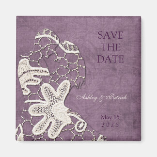 Elegante Lace Lovers Save the Date Magnet