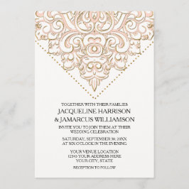 Elegante Lace Scroll Swirl Moderne Eenvoudige Huwe Kaart