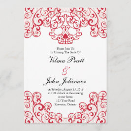 Elegante Lace Skull Calavera Invitation Kaart in h