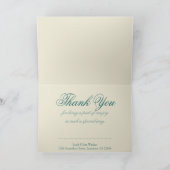 Elegante Lacy Teal Gouden Oranje Dankkaart Bedankkaart (Binnen)