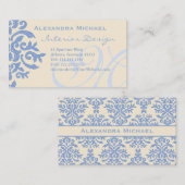 Elegante Lady Designer's Blue & Cream Visitekaartje (Voorkant / Achterkant)
