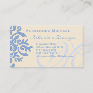 Elegante Lady Designer's Blue & Cream Visitekaartje