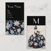 ELEGANTE LADY/FLORAAL DRESS MET ZWARTE WITTE STROM VISITEKAARTJE (Voorkant / Achterkant)