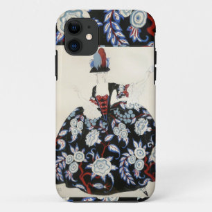 ELEGANTE LADY FLORAL DRESS MET ZWARTE WITTE STROME iPhone 11 HOESJE