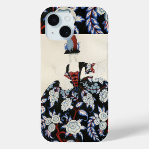 ELEGANTE LADY FLORAL DRESS MET ZWARTE WITTE STROME iPhone 15 CASE