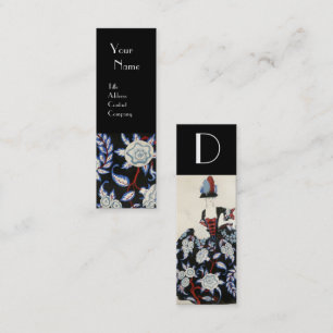 ELEGANTE LADY FLORAL DRESS MET ZWARTE WITTE STROME MINI VISITEKAARTJE