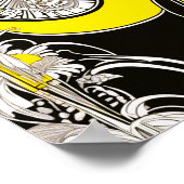 Elegante Lady Geel & Zwart Art Nouveau Poster (Hoek)