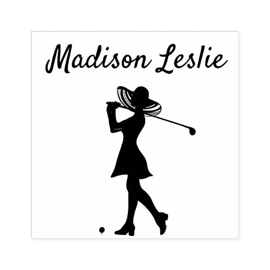 Elegante Lady Golfer naam Rubberstempel (Afrduk)