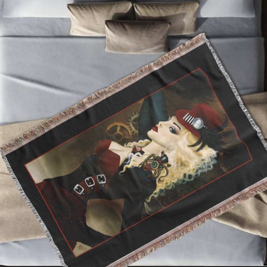 Elegante Lady Steampunk Victoriaanse Rode Klokwerk Deken