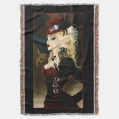 Elegante Lady Steampunk Victoriaanse Rode Klokwerk Deken (Voorkant Verticaal)