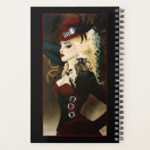Elegante Lady Steampunk Victoriaanse Rode Klokwerk Planner (Achterkant)