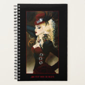 Elegante Lady Steampunk Victoriaanse Rode Klokwerk Planner (Voorkant)