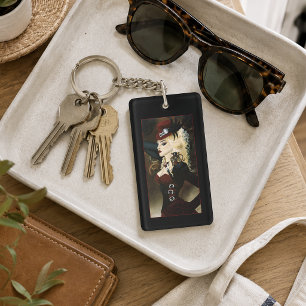 Elegante Lady Steampunk Victoriaanse Rode Klokwerk Sleutelhanger
