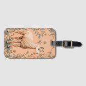 Elegante Lama en Daisy bloemen op perzik Bagagelabel (Voorkant (horizontaal))