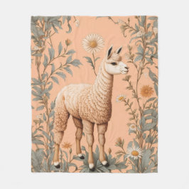 Elegante Lama en Daisy bloemen op perzik Fleece Deken