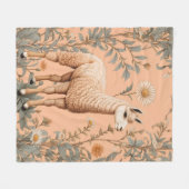 Elegante Lama en Daisy bloemen op perzik Fleece Deken (Voorkant (Horizontaal))