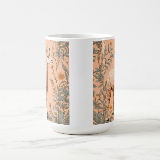 Elegante Lama en Daisy bloemen op perzik Koffiemok (Center)