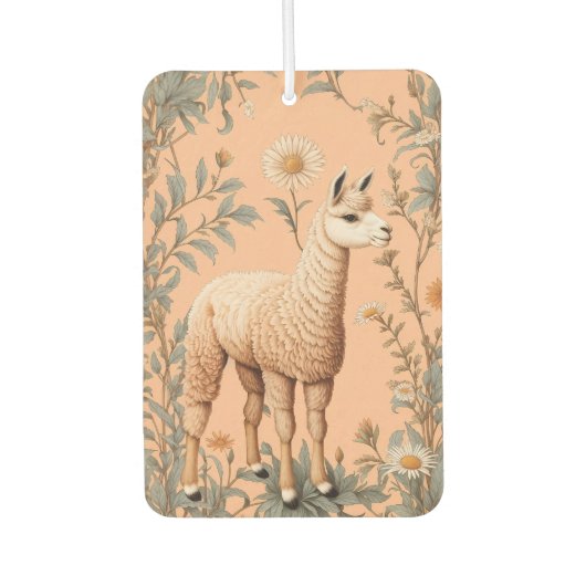 Elegante Lama en Daisy bloemen op perzik Luchtverfrisser (Voorkant)