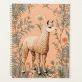 Elegante Lama en Daisy bloemen op perzik Planner (Voorkant)