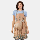 Elegante Lama en Daisy bloemen op perzik Schort (Gedragen)