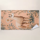 Elegante Lama en Daisy bloemen op perzik Strandlaken (Voorkant)