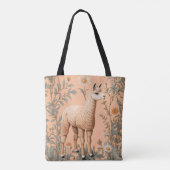 Elegante Lama en Daisy bloemen op perzik Tote Bag (Achterkant)