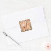 Elegante Lama en Daisy bloemen op perzik Vierkante Sticker (Envelop)
