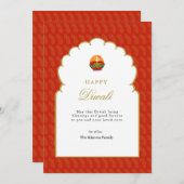 Elegante Lamp Diya Diwali Kaart (Voorkant / Achterkant)