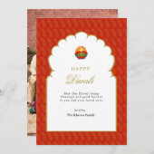 Elegante Lamp Diya met Foto Diwali Kaart (Voorkant / Achterkant)