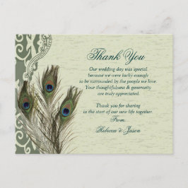 Elegante land groene pauw dank u briefkaart