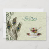 Elegante  land groene pauw Tea Party Kaart (Voorkant)