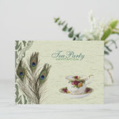 Elegante  land groene pauw Tea Party Kaart (Staand voorkant)