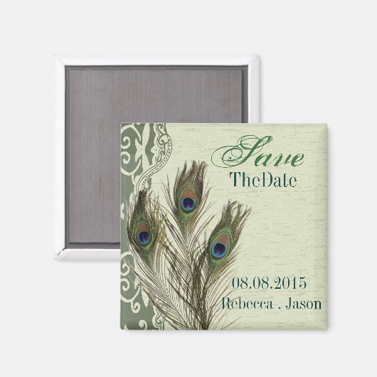 Elegante  land pauw bewaar de datum magneet (Voorkant / Achterkant)