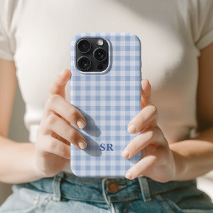 Elegante landelijke blauwe ruit bruid bridesmaid i iPhone 15 pro max case