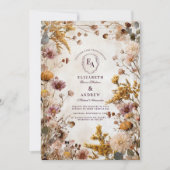 Elegante landelijke bloemenbruiloft kaart (Voorkant)