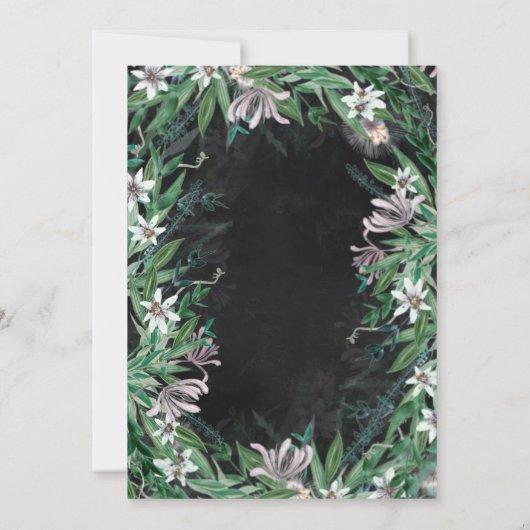 Elegante landelijke bloemenrand uitnodiging (Achterkant)