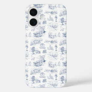 Elegante landelijke boerderij vintage Frans blauw iPhone 16 Hoesje