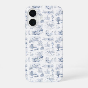 Elegante landelijke boerderij vintage Frans blauw iPhone 16 Hoesje