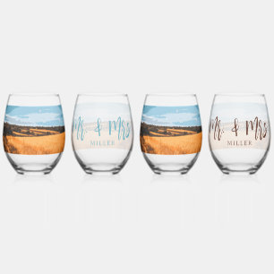 Elegante Landelijke Gouden Zomer Kunst met een Lan Wijnglas Zonder Voet