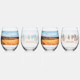 Elegante Landelijke Gouden Zomer Kunst met een Lan Wijnglas Zonder Voet